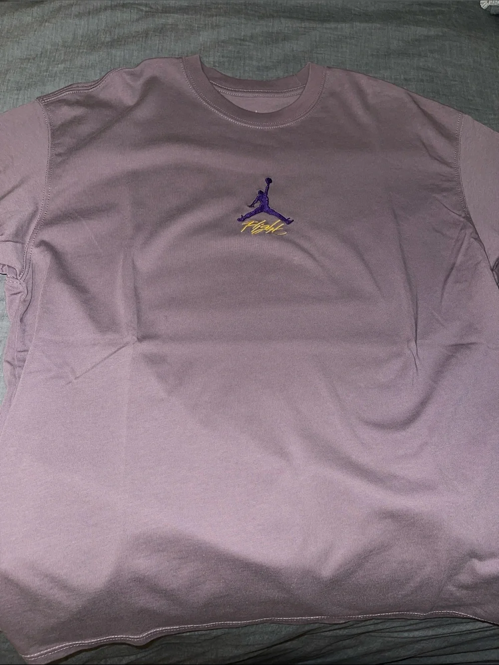 Nike Lakers/Jordan Lavender Crewneck Tee with Purple Jumpman Lakers logo on back